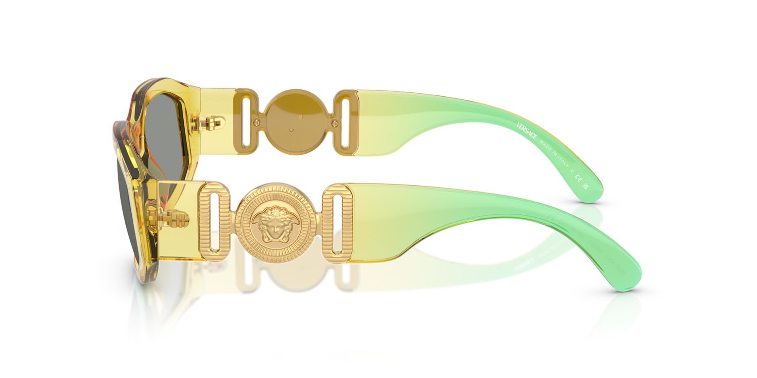 Occhiali da sole Versace VE 4361 (5530/1) colore giallo sfumato/rosso/verde forma irregolare lenti grigio
