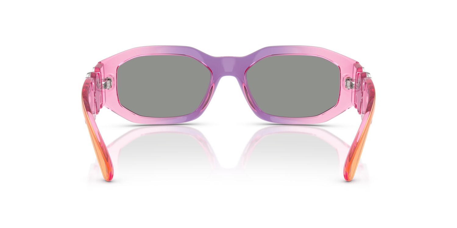 Occhiali da sole Versace VE 4361 (5537/1) colore rosa/viola/arancione sfumato forma irregolare lenti grigio