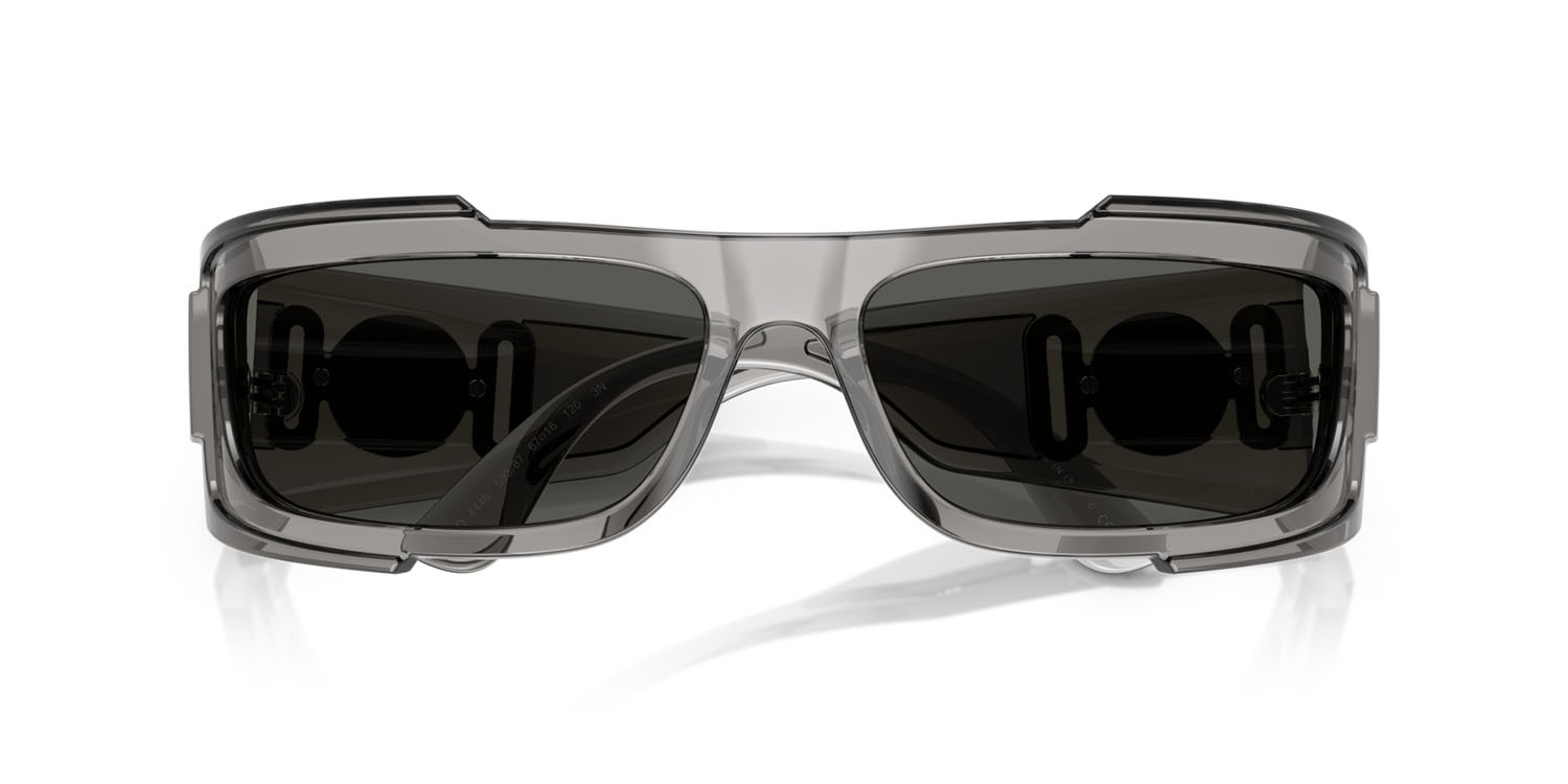 Occhiali da sole Versace VE 4446 (593/87) colore grigio trasparente forma rettangolare lenti grigio scuro