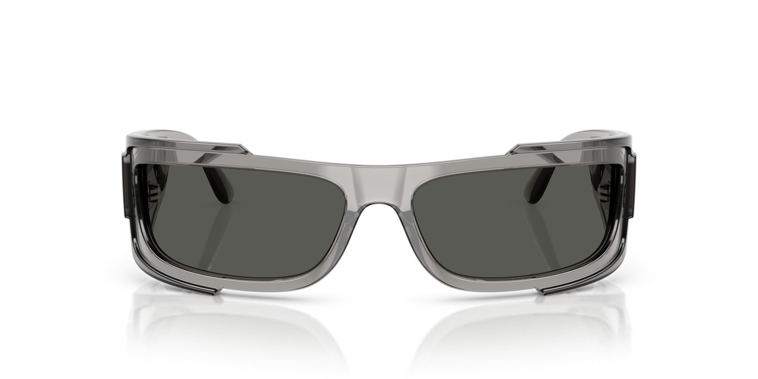 Occhiali da sole Versace VE 4446 (593/87) colore grigio trasparente forma rettangolare lenti grigio scuro