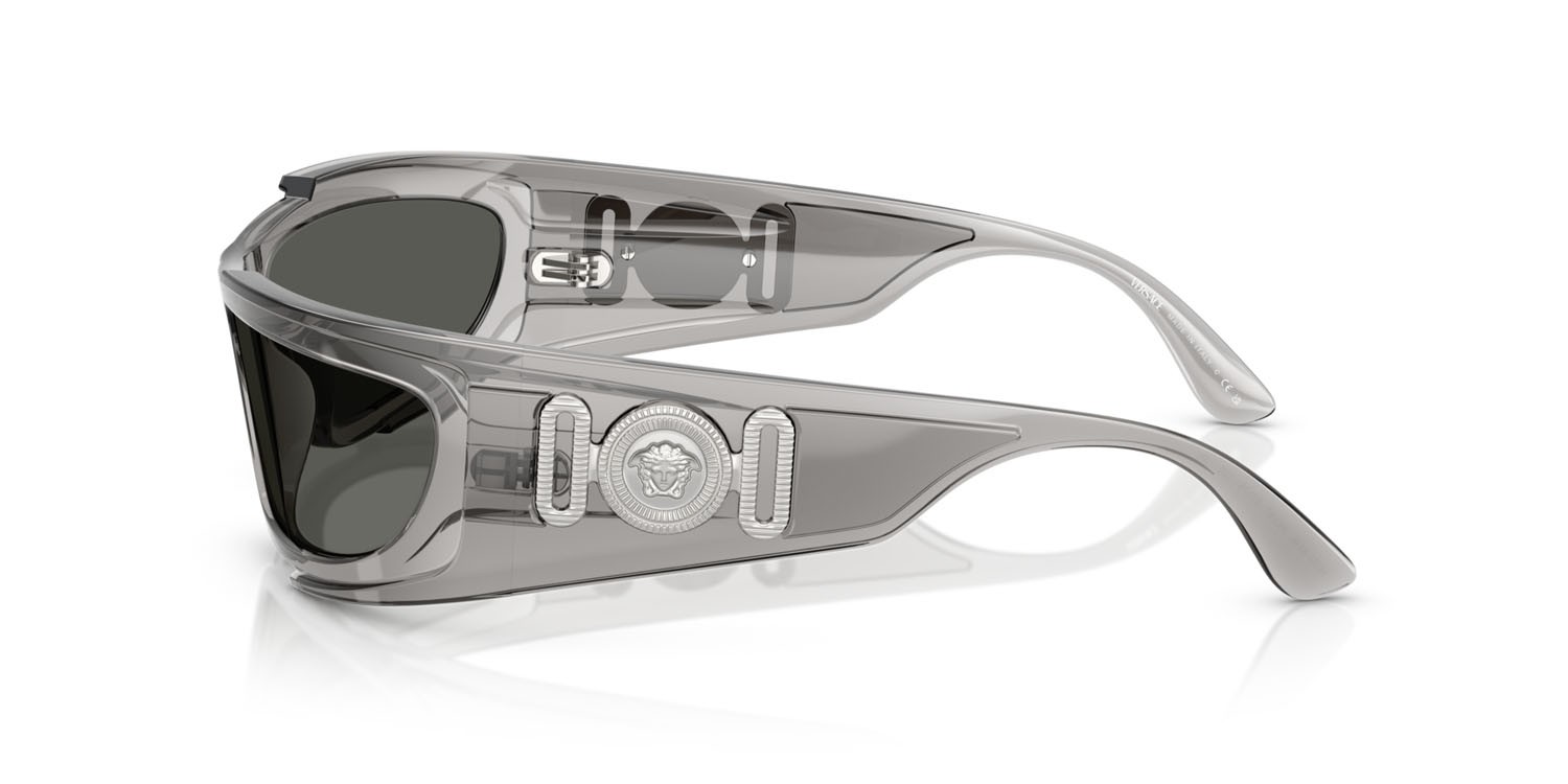 Occhiali da sole Versace VE 4446 (593/87) colore grigio trasparente forma rettangolare lenti grigio scuro