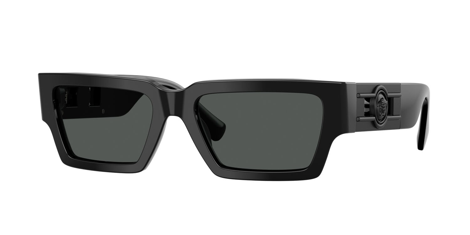 Occhiali da sole Versace VE 4459 (536087) colore nero forma rettangolare lenti grigio scuro