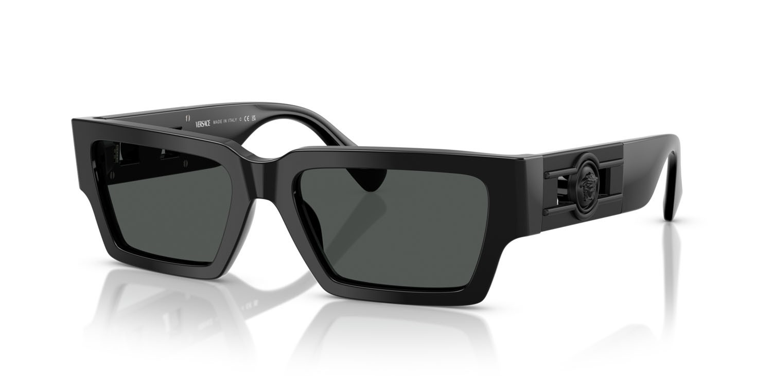 Occhiali da sole Versace VE 4459 (536087) colore nero forma rettangolare lenti grigio scuro