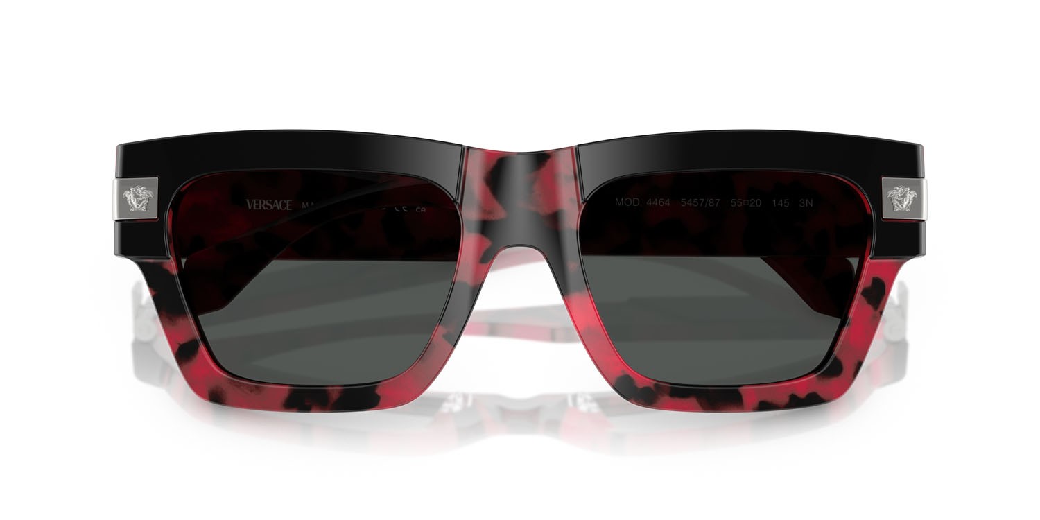Occhiali da sole Versace VE 4464 (545787) colore nero top/rosso havana forma rettangolare lenti grigio scuro