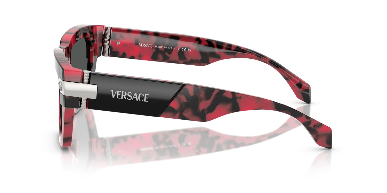 Occhiali da sole Versace VE 4464 (545787) colore nero top/rosso havana forma rettangolare lenti grigio scuro