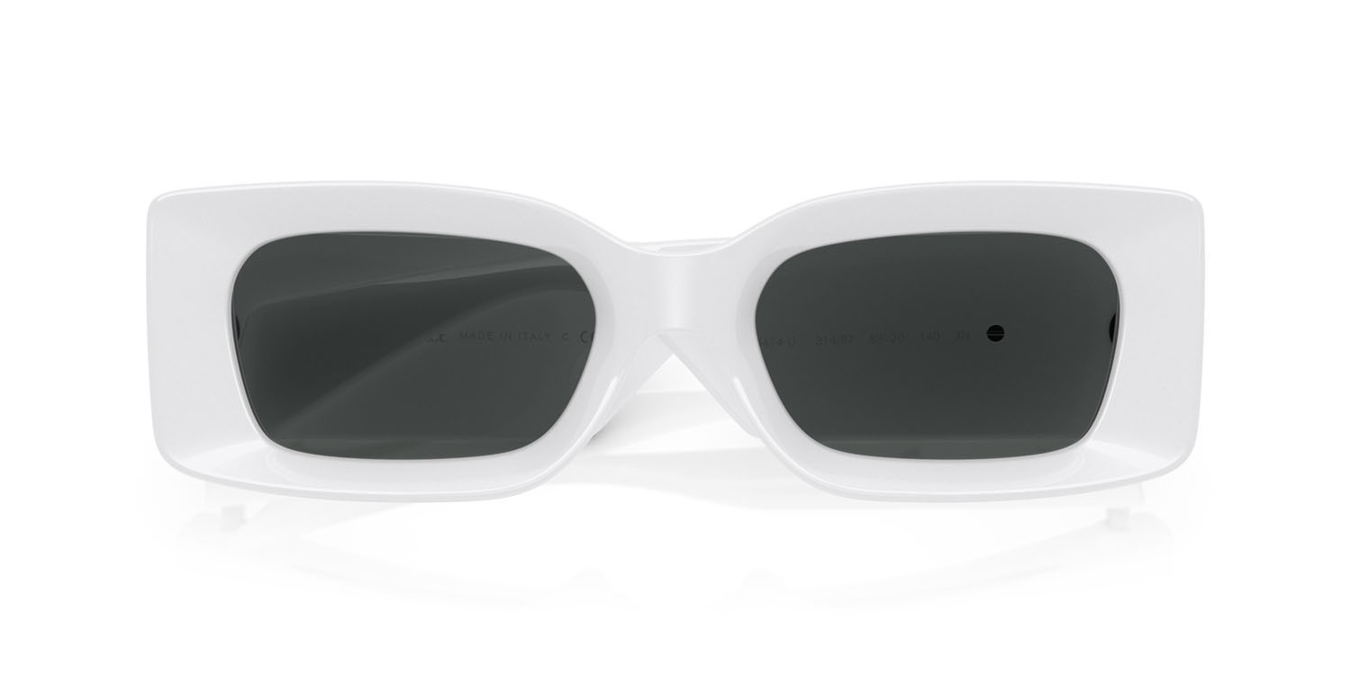 Occhiali da sole Versace VE 4474U (314/87) colore bianco forma rettangolare lenti grigio scuro