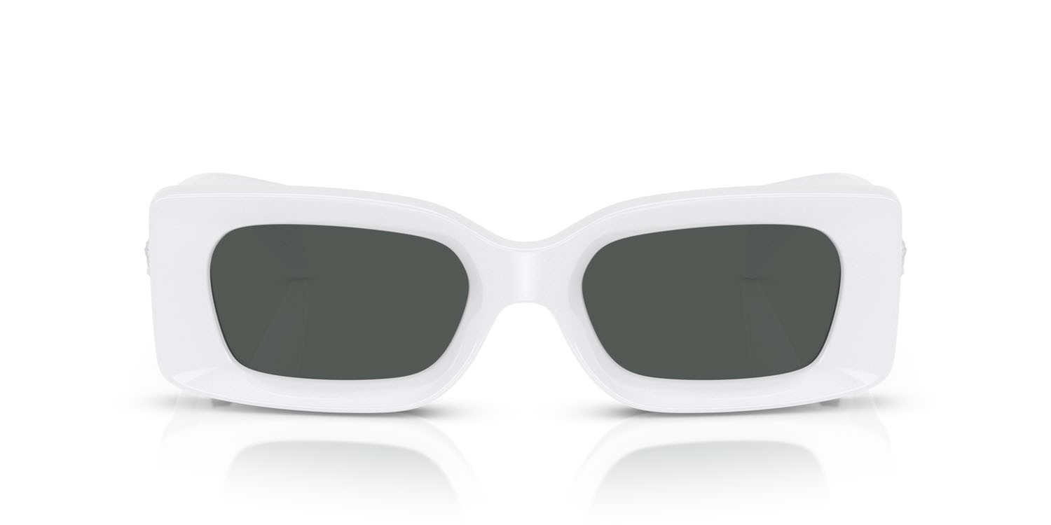 Occhiali da sole Versace VE 4474U (314/87) colore bianco forma rettangolare lenti grigio scuro