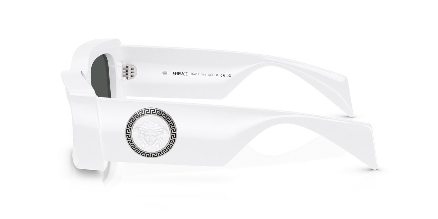 Occhiali da sole Versace VE 4474U (314/87) colore bianco forma rettangolare lenti grigio scuro