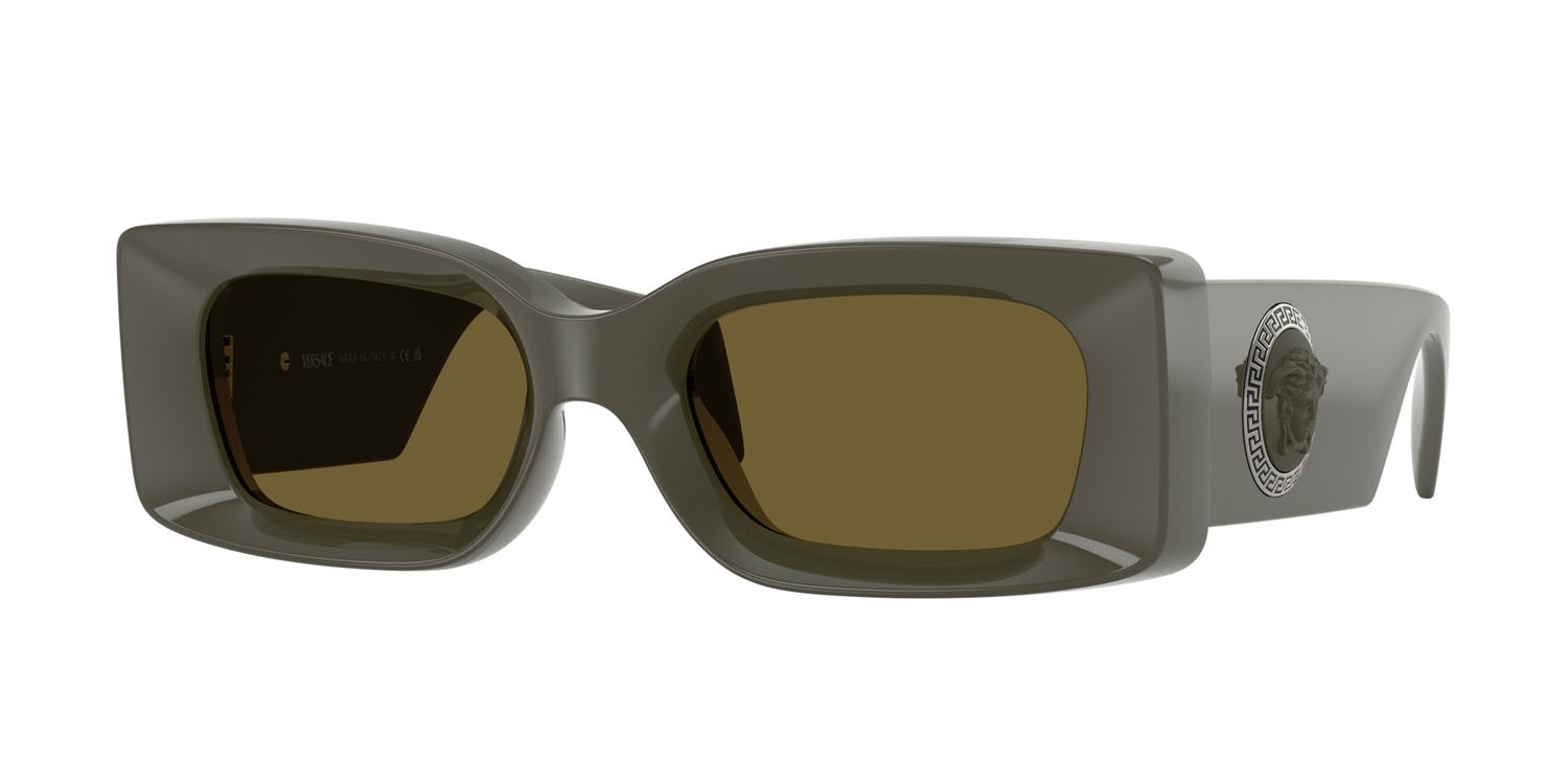 Occhiali da sole Versace VE 4474U (549173) colore verde oliva scuro forma rettangolare lenti marrone scuro