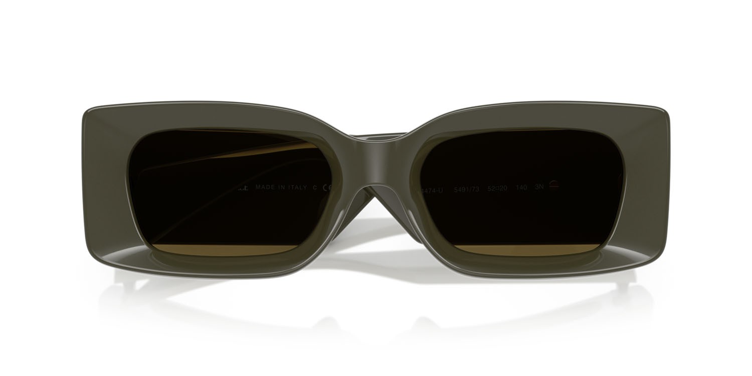 Occhiali da sole Versace VE 4474U (549173) colore verde oliva scuro forma rettangolare lenti marrone scuro