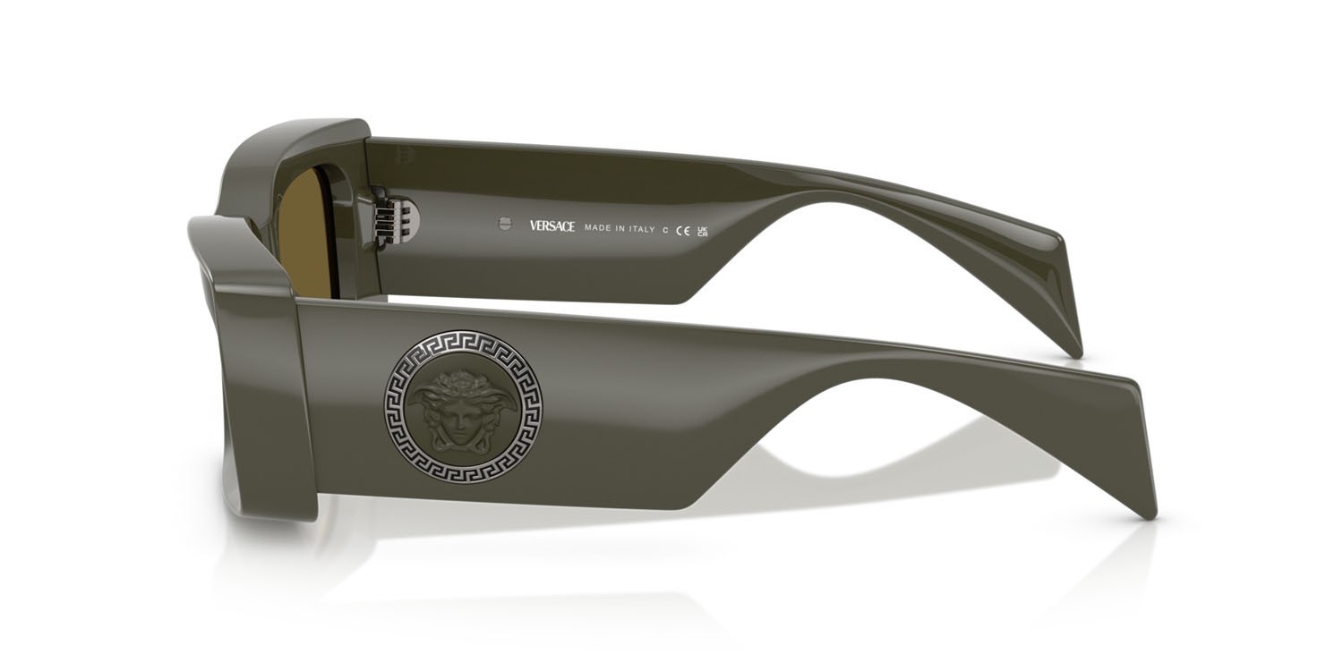 Occhiali da sole Versace VE 4474U (549173) colore verde oliva scuro forma rettangolare lenti marrone scuro