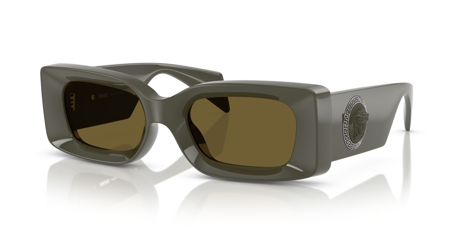Occhiali da sole Versace VE 4474U (549173) colore verde oliva scuro forma rettangolare lenti marrone scuro