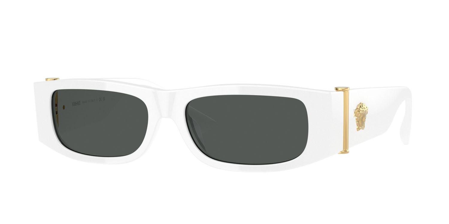 Occhiali da sole Versace VE 4476U (545987) colore bianco forma rettangolare lenti grigio scuro