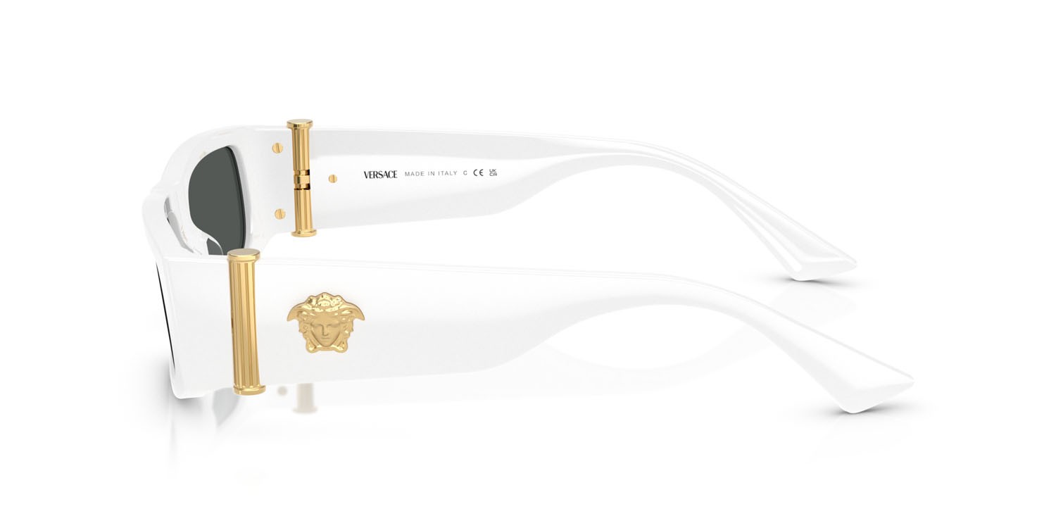 Occhiali da sole Versace VE 4476U (545987) colore bianco forma rettangolare lenti grigio scuro