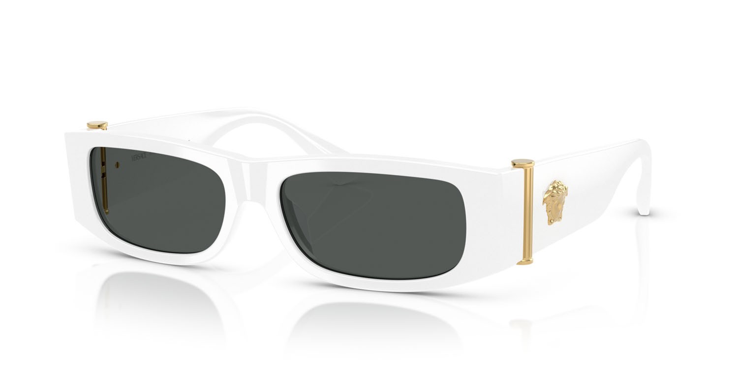 Occhiali da sole Versace VE 4476U (545987) colore bianco forma rettangolare lenti grigio scuro