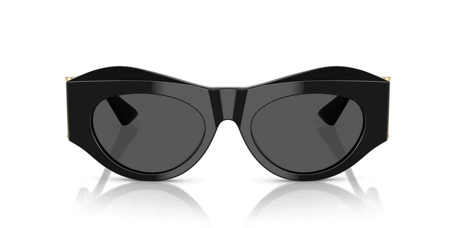 Occhiali da sole Versace VE 4477U (GB1/87) colore nero forma irregolare lenti grigio scuro