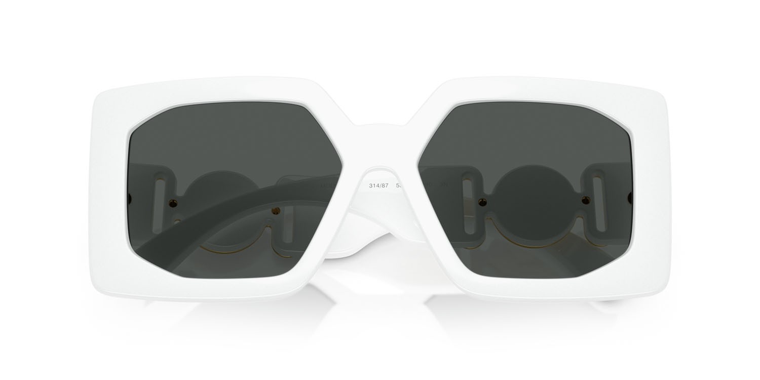 Occhiali da sole Versace VE 4478U (314/87) colore bianco forma quadrato lenti grigio scuro