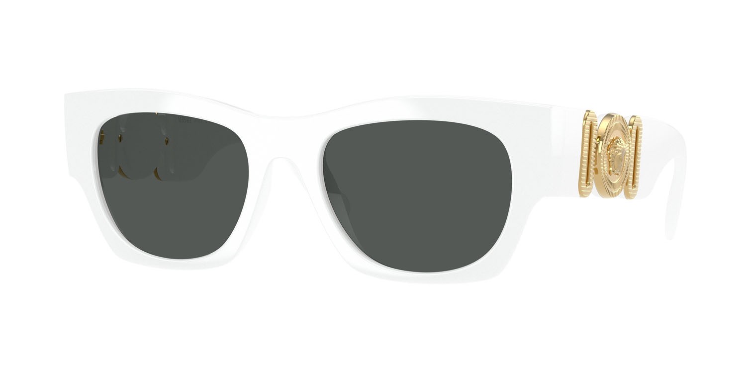 Occhiali da sole Versace VE 4479U (314/87) colore bianco forma quadrato lenti grigio scuro