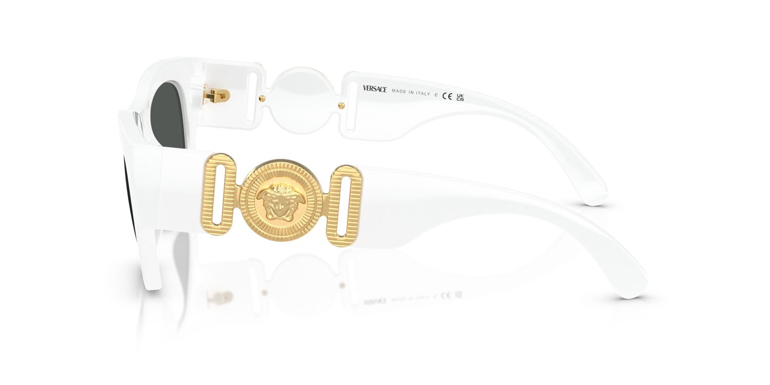 Occhiali da sole Versace VE 4479U (314/87) colore bianco forma quadrato lenti grigio scuro