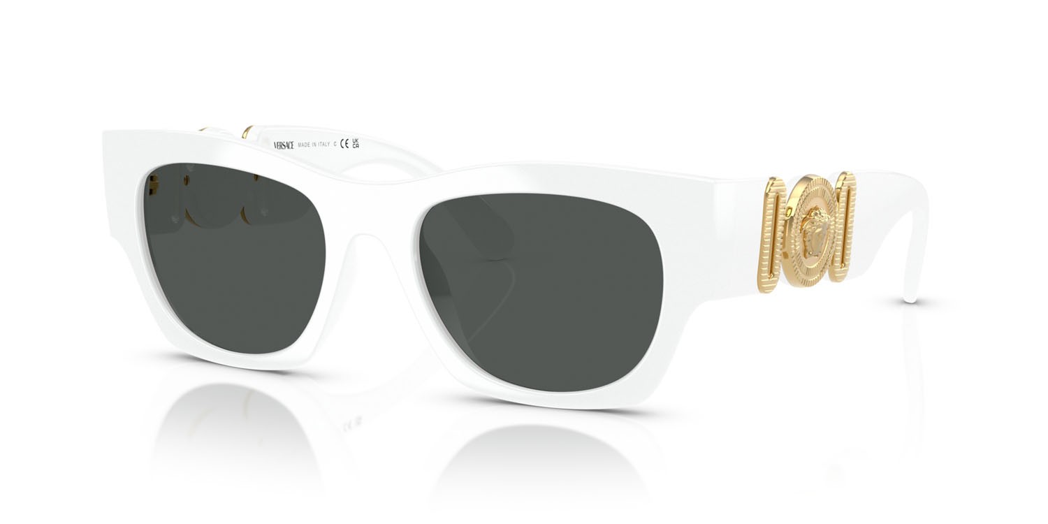 Occhiali da sole Versace VE 4479U (314/87) colore bianco forma quadrato lenti grigio scuro