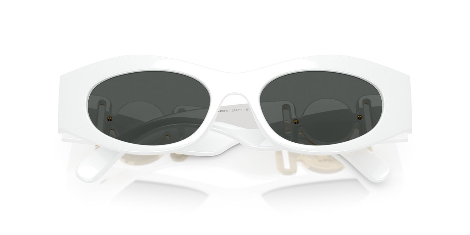 Occhiali da sole Versace VE 4480U (314/87) colore bianco forma ovale lenti grigio scuro