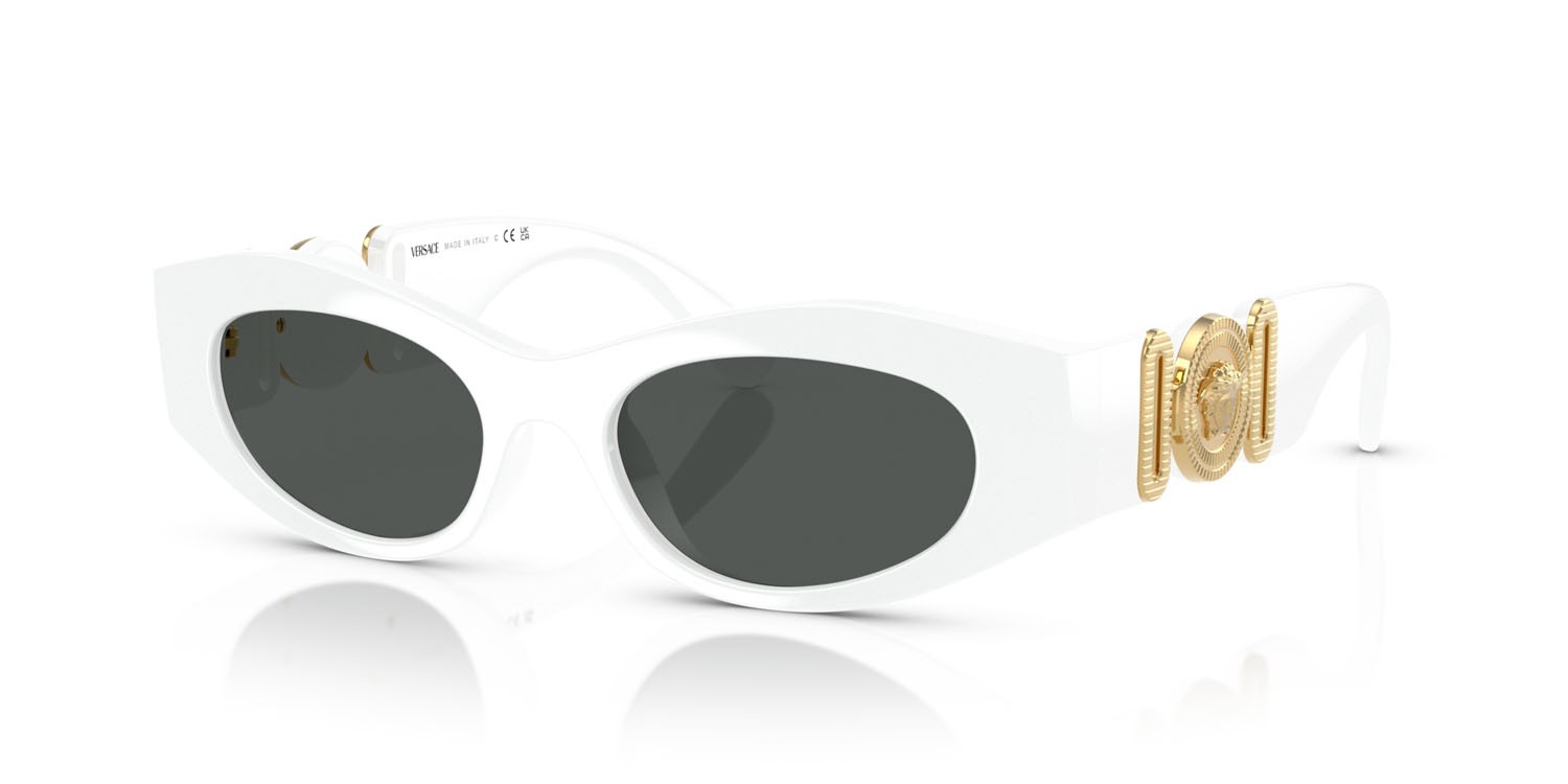 Occhiali da sole Versace VE 4480U (314/87) colore bianco forma ovale lenti grigio scuro
