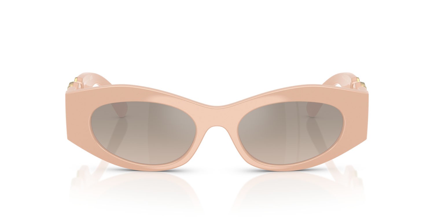 Occhiali da sole Versace VE 4480U (54946I) colore nude forma ovale lenti brown grad grey mirror silver