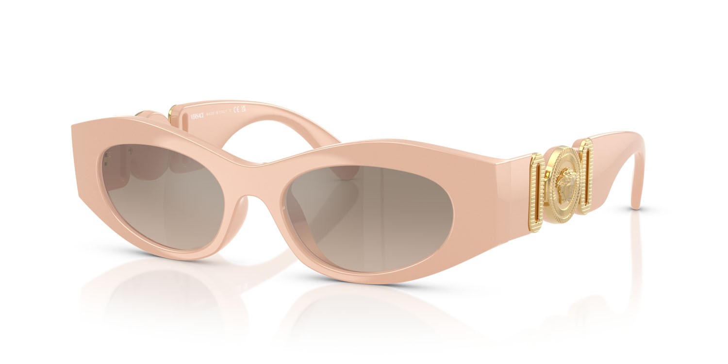 Occhiali da sole Versace VE 4480U (54946I) colore nude forma ovale lenti brown grad grey mirror silver