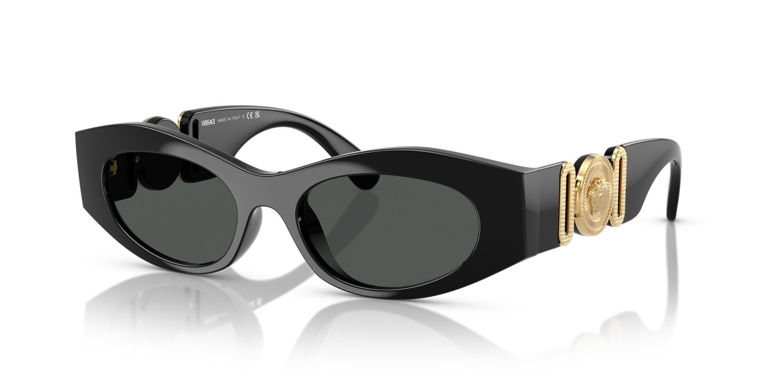 Occhiali da sole Versace VE 4480U (GB1/87) colore nero forma ovale lenti grigio scuro