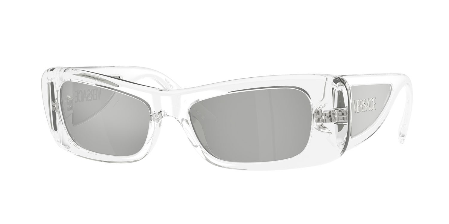Occhiali da sole Versace VE 4481 (148/8V) colore cristallo forma quadrato lenti trasparente specchiato silver 80