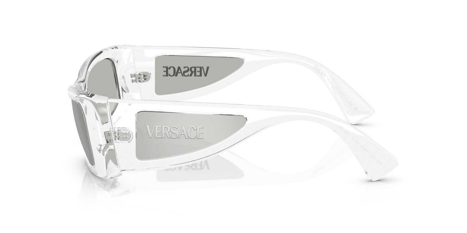 Occhiali da sole Versace VE 4481 (148/8V) colore cristallo forma quadrato lenti trasparente specchiato silver 80