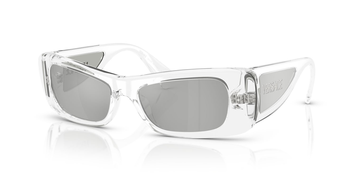 Occhiali da sole Versace VE 4481 (148/8V) colore cristallo forma quadrato lenti trasparente specchiato silver 80