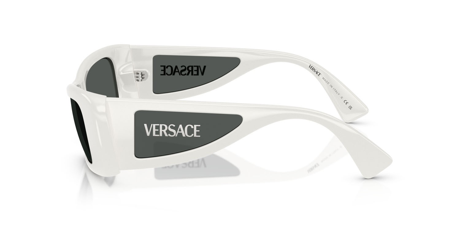 Occhiali da sole Versace VE 4481 (314/87) colore bianco forma quadrato lenti grigio scuro