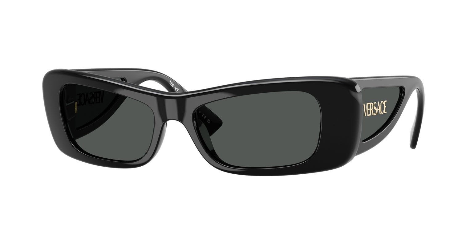 Occhiali da sole Versace VE 4481 (GB1/87) colore nero forma quadrato lenti grigio scuro