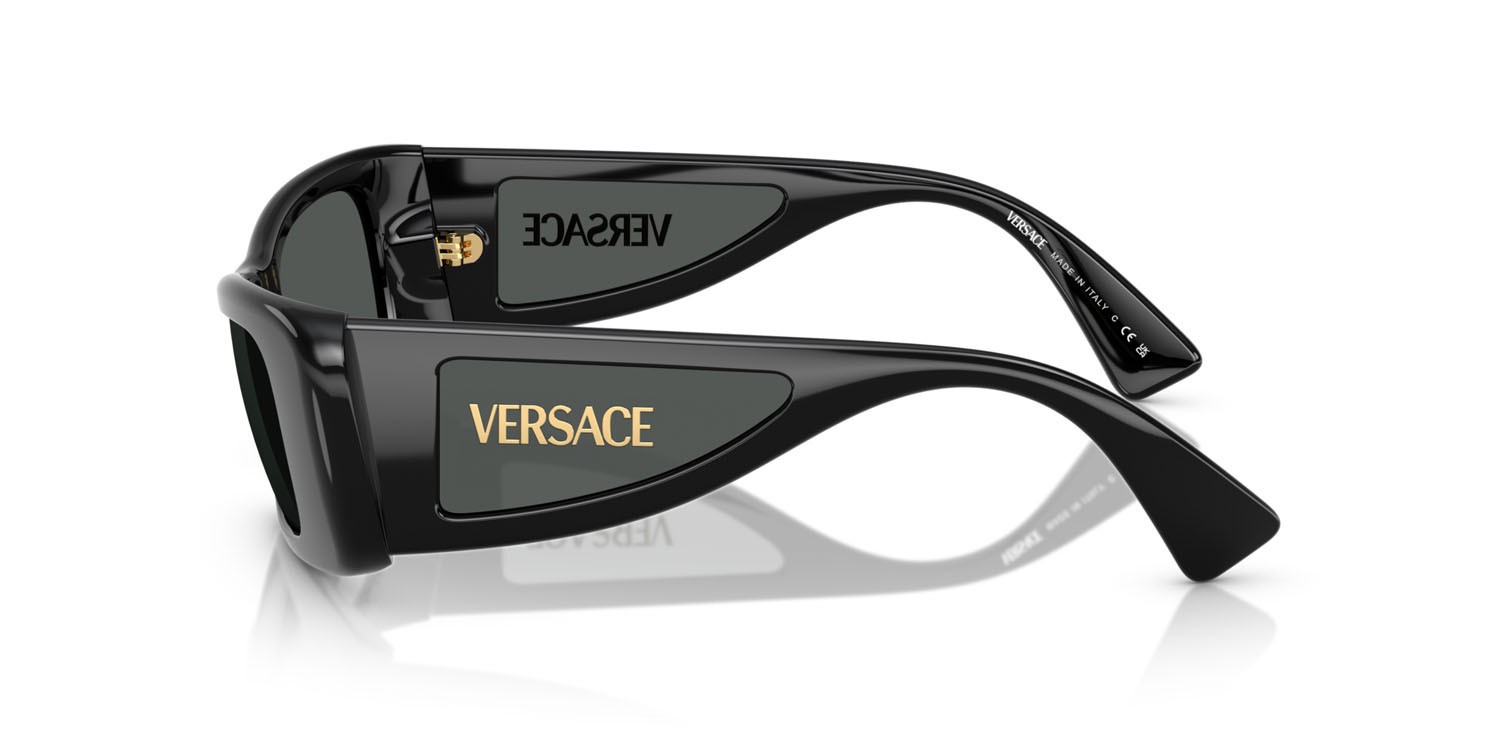 Occhiali da sole Versace VE 4481 (GB1/87) colore nero forma quadrato lenti grigio scuro
