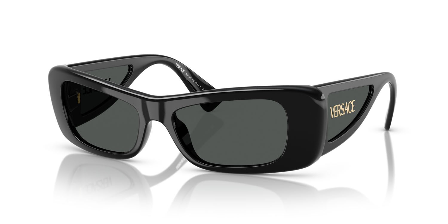 Occhiali da sole Versace VE 4481 (GB1/87) colore nero forma quadrato lenti grigio scuro