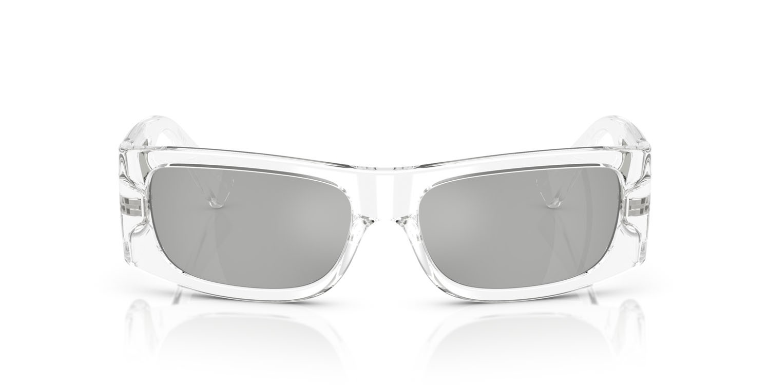 Occhiali da sole Versace VE 4482 (148/8V) colore cristallo forma quadrato lenti trasparente specchiato argento