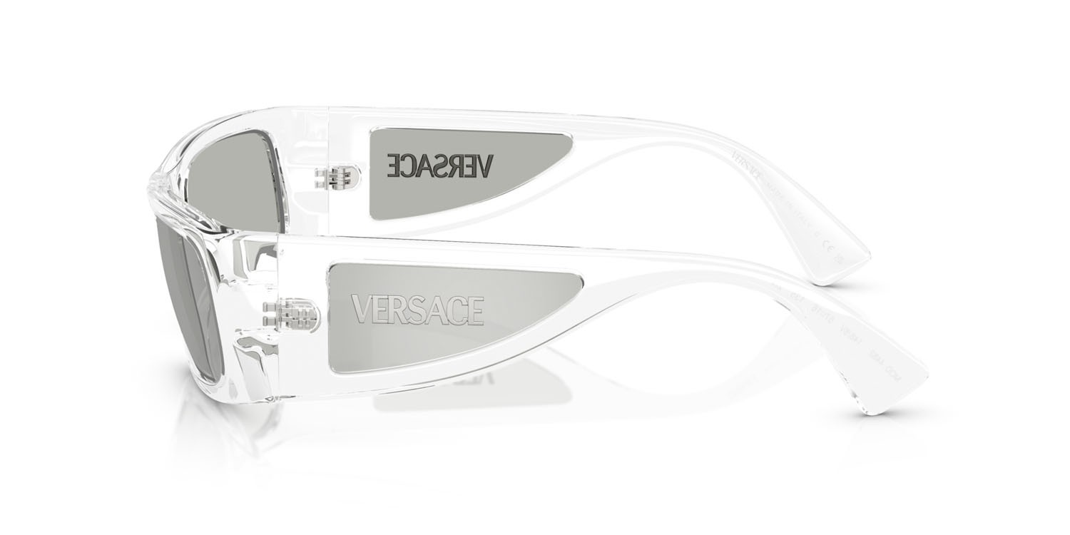 Occhiali da sole Versace VE 4482 (148/8V) colore cristallo forma quadrato lenti trasparente specchiato argento