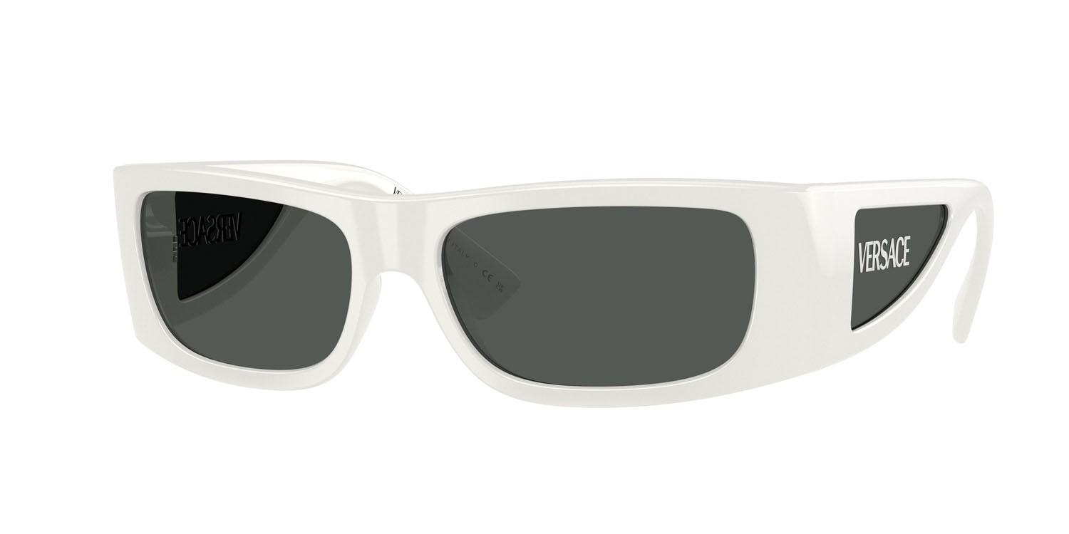 Occhiali da sole Versace VE 4482 (314/87) colore bianco forma quadrato lenti grigio scuro