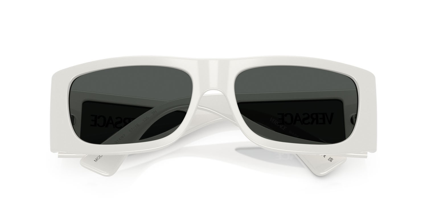 Occhiali da sole Versace VE 4482 (314/87) colore bianco forma quadrato lenti grigio scuro