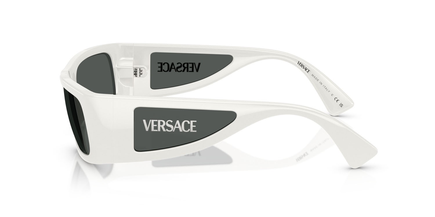 Occhiali da sole Versace VE 4482 (314/87) colore bianco forma quadrato lenti grigio scuro