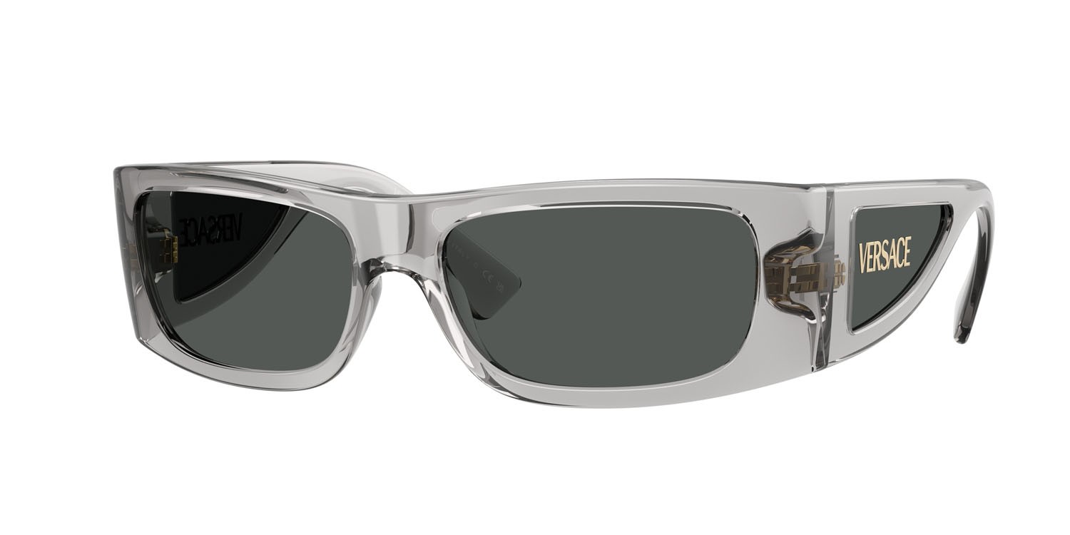 Occhiali da sole Versace VE 4482 (530587) colore grigio trasparente forma quadrato lenti grigio scuro
