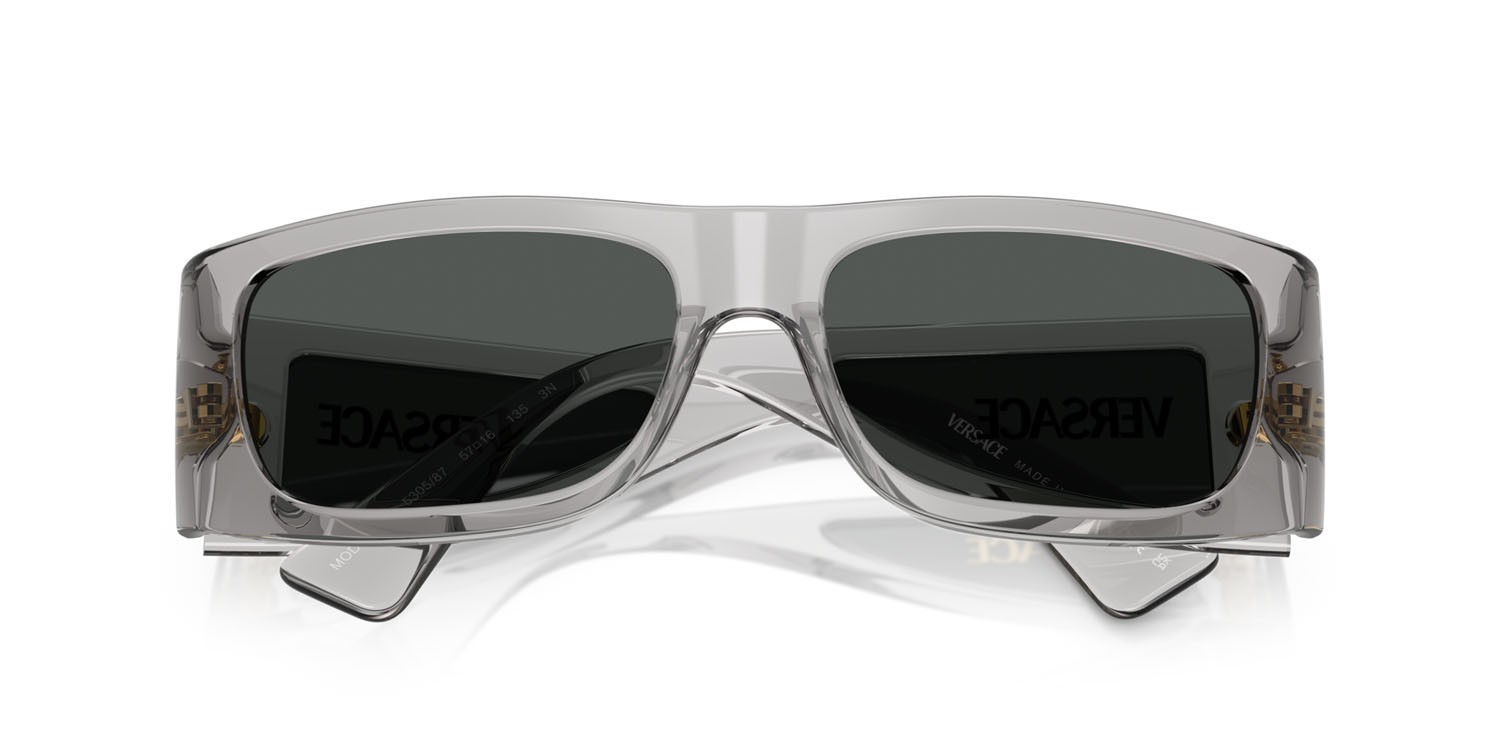 Occhiali da sole Versace VE 4482 (530587) colore grigio trasparente forma quadrato lenti grigio scuro