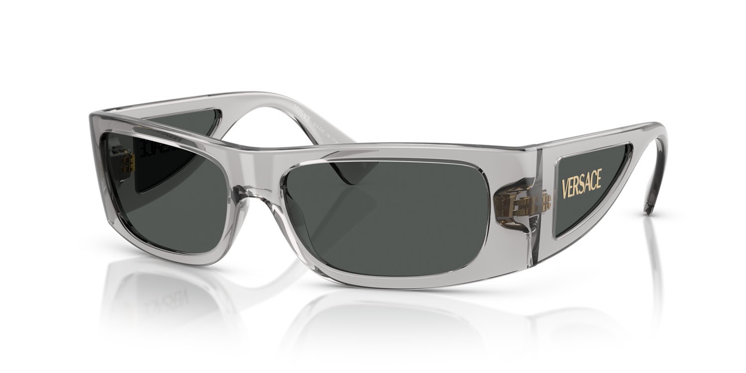 Occhiali da sole Versace VE 4482 (530587) colore grigio trasparente forma quadrato lenti grigio scuro