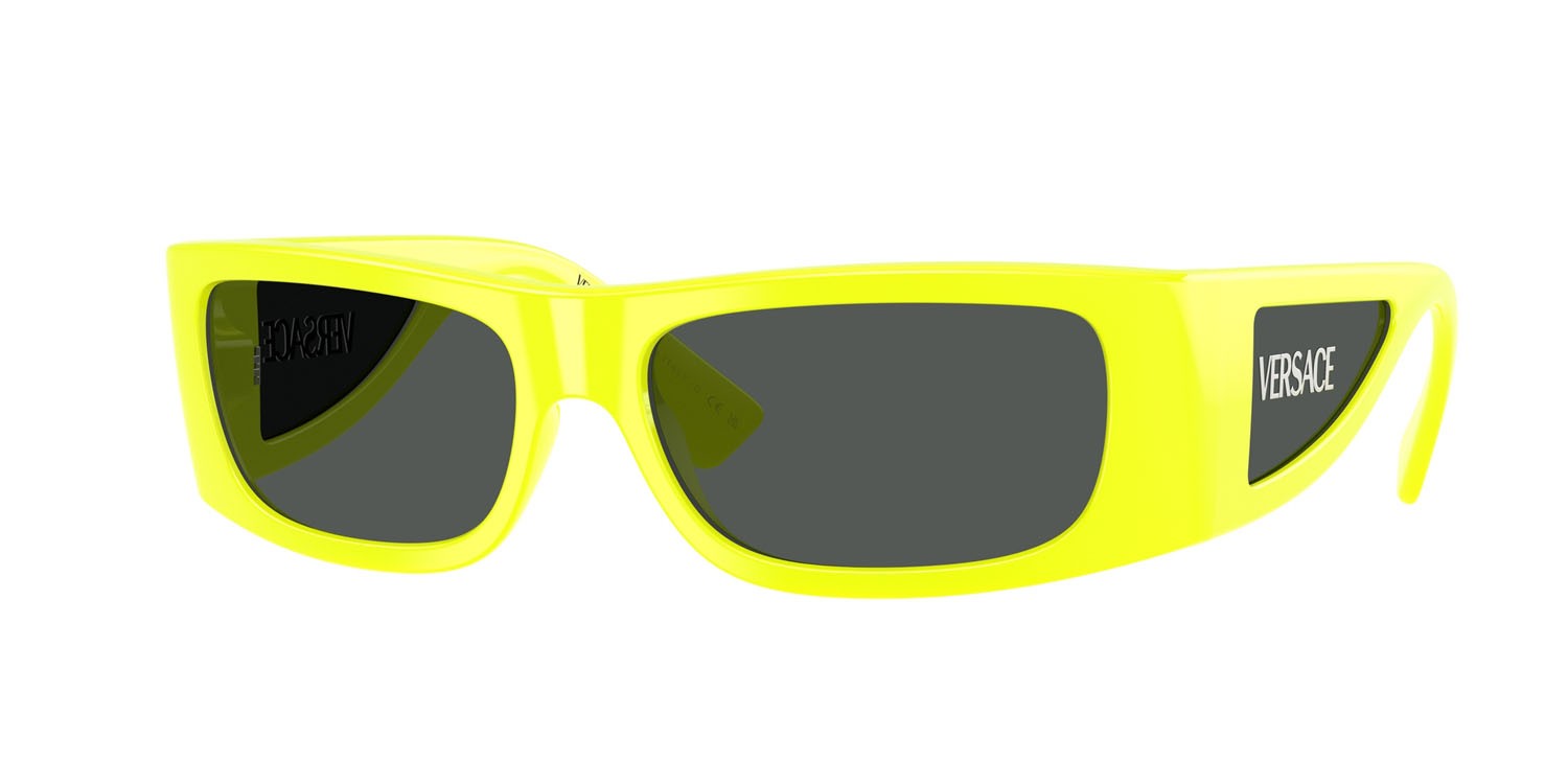 Occhiali da sole Versace VE 4482 (544987) colore giallo fluo forma quadrato lenti grigio scuro