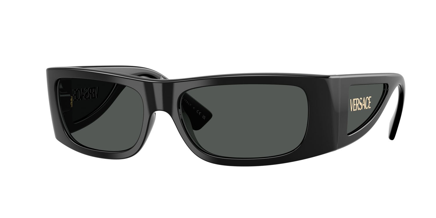 Occhiali da sole Versace VE 4482 (GB1/87) colore nero forma quadrato lenti grigio scuro