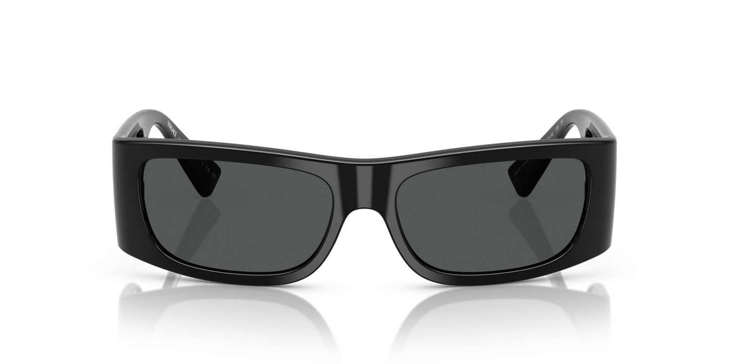 Occhiali da sole Versace VE 4482 (GB1/87) colore nero forma quadrato lenti grigio scuro