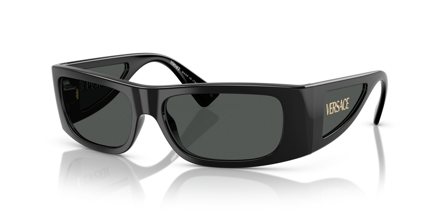 Occhiali da sole Versace VE 4482 (GB1/87) colore nero forma quadrato lenti grigio scuro