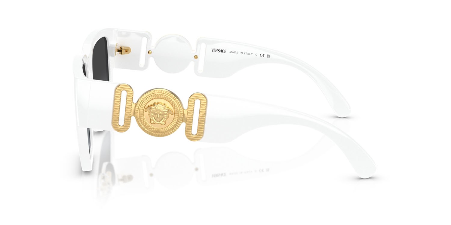 Occhiali da sole Versace VE 4483D (314/8G) colore bianco forma rettangolare lenti sfumato grigio