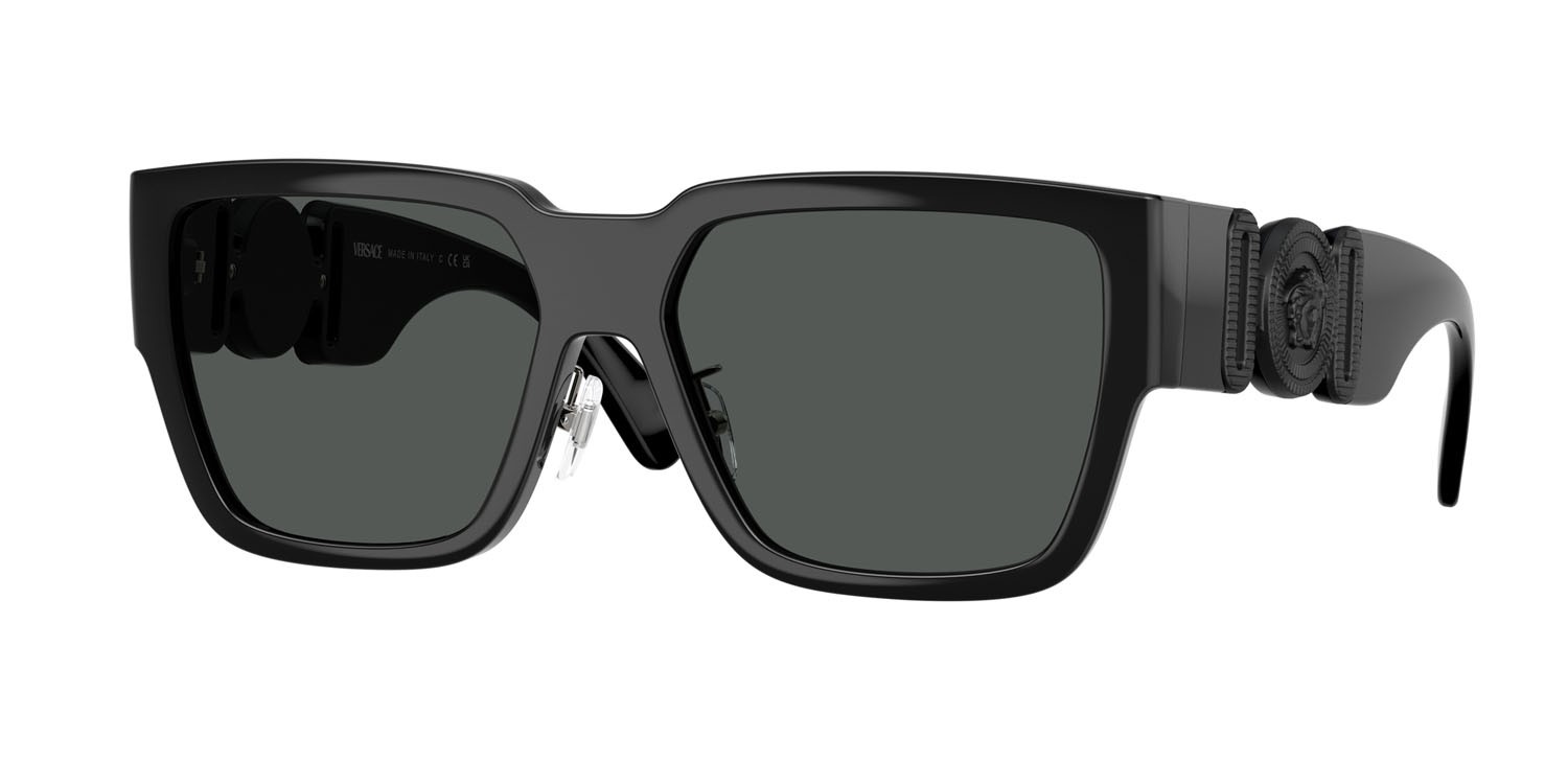 Occhiali da sole Versace VE 4483D (536087) colore nero forma rettangolare lenti grigio scuro